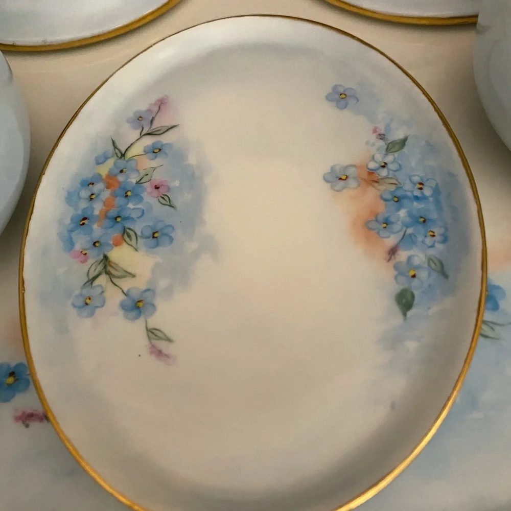 Vintage Haviland NV Hand Painted Dresser Set Of 6 Vanity Tray Porcelain Limoges